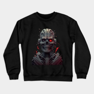 Comic-Style: AI Cyborg Robot Skull and the Apocalypse Crewneck Sweatshirt